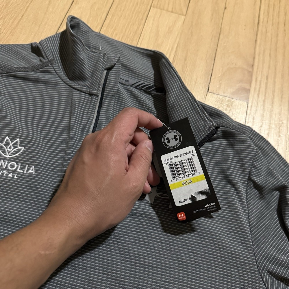 Under Armour Threadborne Pullover Mens‎ Medium Magnolia Capital HeatGear Shirt - Picture 10 of 13